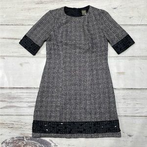 Taylor Dress Sheath Tweed Black Ivory Knee Length Size 10